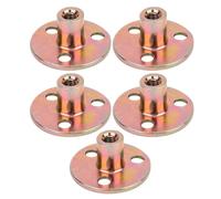 5Pcs Galvanized Flange Nuts Iron T Nut with 3 Hole Tee Round Base for Furniture Fixing Connection M8 Size Heavy Duty Fasteners for Wood and Metal Fittings Secure Assembly