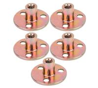 5Pcs galvanized flange nuts M6 M8 M10 T-nuts with 3-hole tee base for furniture fixing, round base wood metal frame fastening, heavy-duty threaded connector, rust-resistant iron flange nut set