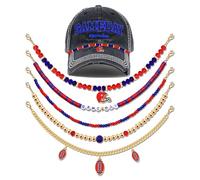 5PCS Game Day Trucker Hat Chains Decorative Football Chains Baseball Cap Chains for Hat Bill Decoration Charms DIY Mesh, M, Alloy, No Gemstone