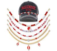 5PCS Game Day Trucker Hat Chains Decorative Football Chains Baseball Cap Chains for Hat Bill Decoration Charms DIY Mesh, M, Alloy, No Gemstone