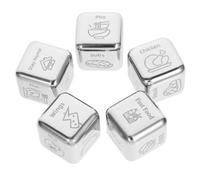 5pcs Game Dice Silver Stainless Steel Decision for Dinner Choices