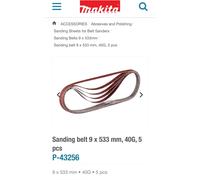 5Pcs Genuine Makita Abrasive Belts 9MM X 533MM X 40G Fit Filing Sander 9031 9911