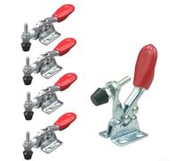 5pcs Gh-201a Horizontal For Toggle Clamp With Quick Release Handle For Holding Sheet Metal And Wood In Welding Or Assembly Tasks Red And Silver Color 80mm Length Tool Set