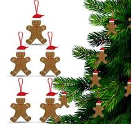 5Pcs Gingerbread Man for Christmas Tree 12.5cm - Gingerbread Santa Hat Felt Ornaments, Gingerman Doll with Red Ribbon, Winter Hanging Gift for Holiday Party