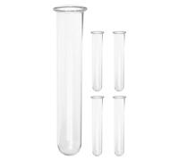 5pcs Glass Test Tube Vase for Single Stems and Herbs, Rimmed | Hydroponic Propagation Station, 4.4x1.4 Inch round Bottom Design, Easy to Clean Glass