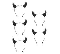 5pcs Glitter Devil Horns Headband Black Rhinestone Halloween Costume