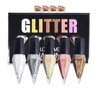 5PCS Glitter Liquid Eyeshadow & Eyeliner Set - Shimmer Metallic Makeup with Gold, Silver, Diamond Shine - Long-Lasting, Quick-Dry, Waterproof Eye Makeup