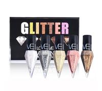 5PCS Glitter Liquid Eyeshadow Makeup Set Shimmer Metallic Eyeliner Eye Shadow Korean Makeup Long Lasting Quick Drying Silver Gold Diamond Eye Liner