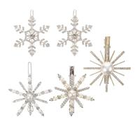 5pcs Glitter Snow Hairpins Silver Pearl and Faux Diamond