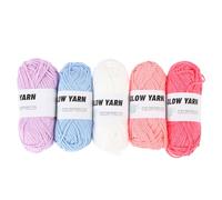 5pcs Glow in The Dark Yarn, Luminous Knitting Yarn for Crochet, 49 Yards Per Roll Soft Polyester Glow Yarn with Nighttime Luminescence for DIY Craft Projects and Creative