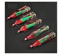 5pcs Glow Squid Jig Hook Umbrella Shrimp Fishing Lures for Saltwater Cuttlefish and Octopus Fishing(Green-5pcs-set-Lure)