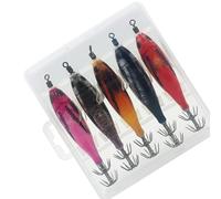 5pcs Glow Squid Jigs Shrimp Lure 8cm 5.6g Saltwater Fishing Artificial Baits Hooks Rattling Beads Fishing Baits