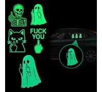 5PCS Glowing Ghost Middle Finger Sticker, Night-Glowing Car Ghost Decal, Funny Halloween Ghosts Decoration, Car Rear Window Sticker, Glow in The Dark Ghosts Prank Sticker for Window Cars