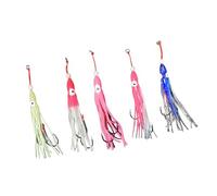5Pcs Glowing Octopuses Baits Silicones Glowing Octopuses Squid Skirt Trolling Swimbait For Saltwater Freshwater Fishing Fishing Squid Lures