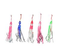 5Pcs Glowing Octopuses Baits Silicones Glowing Octopuses Squid Skirt Trolling Swimbait For Saltwater Freshwater Fishing Fishing Squid Lures