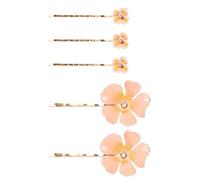 5pcs Gold Flower Hair Barrettes for Bridesmaids Bridal Hairstyles | ABS and Zinc Alloy Construction, Chic Floral Styling, Multi-clip Arrangement for Curly Hair, Christmas Parties and Ceremonies