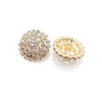 5Pcs Gold-Plated Alloy Buttons Circular Diamond Inlaid - Coats Sweaters Sewing Buttons,A,21mm