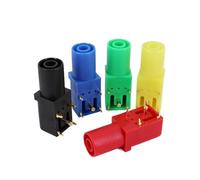 5Pcs Gold-Plated Insulated 4mm Banana Female jack Right Angle Mount Socket Connector(5Pcs Blue)