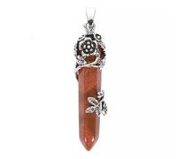 5pcs Gold Sand Stone Natural Gemstones Hexagonal Pointed Pendant
