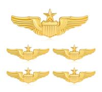 5pcs Gold Wing Pilot Airplane Pin, Zinc Alloy Metal Flight Attendant Pin for Jackets Uniforms Hats, Shiny Look Perfect for Flight Schools Pilots Graduation Gift