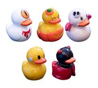 5Pcs Goth Devil Duck, Halloween Pumpkin Ghost Duck Small Demon Duck, Resin Horror Ducks Figure, Landscape Ornaments, Decorative Garden Courtyard Cabinet Display