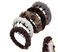 5PCS Gotysles Leopard Print Hairband with Teeth, Leopard Print Tooth Hairband, Soft Plush Retro Leopards Shark Tooth Hair Comb Hairbands, Women Teeth Hair Band Comb Headband Non-slip Headbands (A)