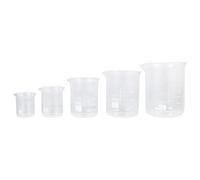 5pcs Graduated Glass Beakers, Borosilicate Measuring Cups | Smooth Surface, Suitable for Boiling Liquids, Samples and Water, Useful during Teaching Demonstrations and Chemistry Lessons