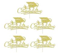 5PCS Graduation Cake Topper Golden Cupcake Decorations for High School College Celebration