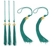 5pcs Graduation Tassel 2025, Polyester Academic Graduation Cap Tassel with Charm Ideal Grad Hats Ceremonies Hanging Accessories Decorations and Celebration Souvenir Gifts(Cyan)