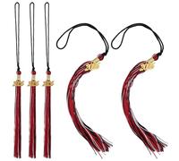 5pcs Graduation Tassel 2025, Polyester Academic Graduation Cap Tassel with Charm Ideal Grad Hats Ceremonies Hanging Accessories Decorations and Celebration Souvenir Gifts(Black, White, red)