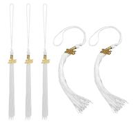 5pcs Graduation Tassel 2025, Polyester Academic Graduation Cap Tassel with Charm Ideal Grad Hats Ceremonies Hanging Accessories Decorations and Celebration Souvenir Gifts(White)