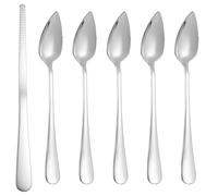 5PCS Grapefruit Spoons & 1 Knife - Stainless Steel Grapefruit Flatware with Serrated Edge, Curved Cutting Silverware Set for Fruit Kiwi Orange, Small Multi-Functional Spoons for Camping Kitchenware