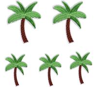 5Pcs Green Appliques Art Crafts for DIY Clothing Accessories,Coconut Palm Tree Embroidered Patch Iron on Patch DIY Sewing Applique Trim and Embellishments Applique Patches, Appliques