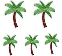 5Pcs Green Appliquess Art Crafts for DIY Clothing Accessories,Coconut Palm Tree Embroidered Patch Iron on Patch DIY Sewing Applique Trim and Embellishments Applique Patches