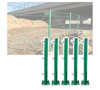 5pcs Green Barbed Wire Fence Post with Base Plate, Galvanized Steel Security Fence Support for Concrete Surface, for Farm, Yard, Outdoor Perimeter(120cm/47.2in)