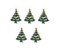 5pcs Green Christmas Tree Diamante Rhinestone Embellishments for Christmas