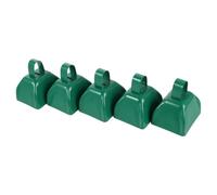 5pcs Green Cowbell with Handle, Loud Metal Hand Bell | Single Handed Grip, Antislip Rubber Handle Layer, Bell Tongue Detail, Outdoor Gatherings and Cheering
