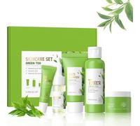5PCS Green Tea Skincare Set for Teenagers Girls - Skincare for Kids with Cleanser, Toner, Eye Cream, Face Serum & Face Cream - Skincare Set For Pamper Teenage Girls Gifts - Hydrating Facial Kit