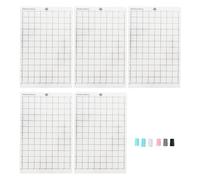5Pcs Grid Cutting Mat with 6Pcs Pen Adapter Set, Viscosity Neutral Grip Adhesive Cut Mat for Explore Air Maker and Silhouette Cameo, Compatible with Sharpie Fine Ultra Fine Art