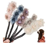 5Pcs Hair Bun Maker Elegant Styling Sweet 3 Flower Lazy Hair Curler Comfortable Non-fall 5 Colors Bun Clip for Women & Girls..