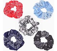 5Pcs Hair Scrunchies Bandana Cotton Scrunchies Elastic Hair Bands Ponytail Holder for Women Girls Hair Accessories (scrunchies cotton)