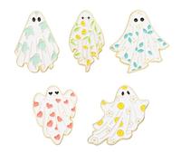 5Pcs Halloween Ghost Enamel Brooch Set for Women Men Cute Cartoon Ghost Brooch Pin Funny Little Ghost Brooch Trendy Clothing Accessories Gift, Large, Alloy Steel, cubic zirconia