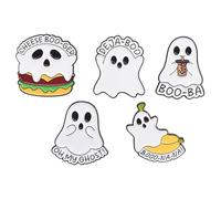 5Pcs Halloween Ghost Enamel Brooch Set for Women Men Cute Ghost Enamel Brooch Pin Funny White Love Heart Boo Ghost Pins Halloween Holiday Accessory Jewelry Gift, Extar Large, Alloy Steel, cubic