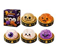 5PCS Halloween Ghost Squishy Stress Relief Set, Squeeze Sensory Fidget Pack, Soft Anxiety Releasing Grip Balls, Creative Decompression Party Favors