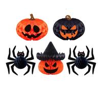 5pcs Halloween Honeycomb Ball Hanging 3d Paper Honeycomb Ball for Halloween Home Party Indoor Outdoor Decor