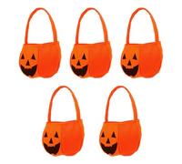 5pcs Halloween Pumpkin Candy Basket Handheld Non Woven Orange | Trick or Treat Storage, Pumpkin Shaped Design, Bar and Club Use, Themed Seasonal Accent