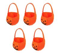 5pcs Halloween Pumpkin Candy Basket Orange Non Woven Handheld Bag | Party Decoration, Sweets Holder, Theme Shop Use, Festive Halloween Prop