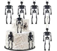 5PCS Halloween Skull Cupcake Toppers Terror Theme Ghost Dance Cupcake Picks Baby Shower Boy Girl Birthday Party Decorations Supplies black