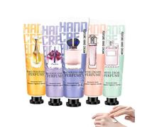5PCS Hand Cream for Very Dry Hands, Fragrant Travel-Friendly Mini HandCream, Hand Cream And Perfume Set For Women & Men, Small Presents For Dry Hands Care, Mini Hand Cream Multipack, Gifts For Women