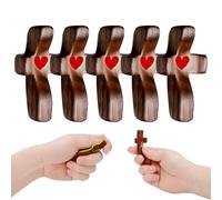 5pcs Handheld Wooden Thumb Cross with My Heart, Christian Gift Anxiety Relief Stress Reduction Prayer Pocket Cross, Wooden Fidget Crosses for Crafts, Religious Clutching Praying Encouragement Gift